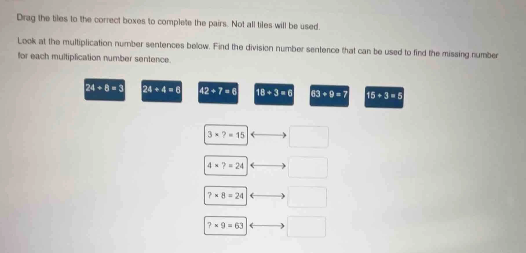 drag the tiles to the correct boxes to complete the pairs. not all tile…