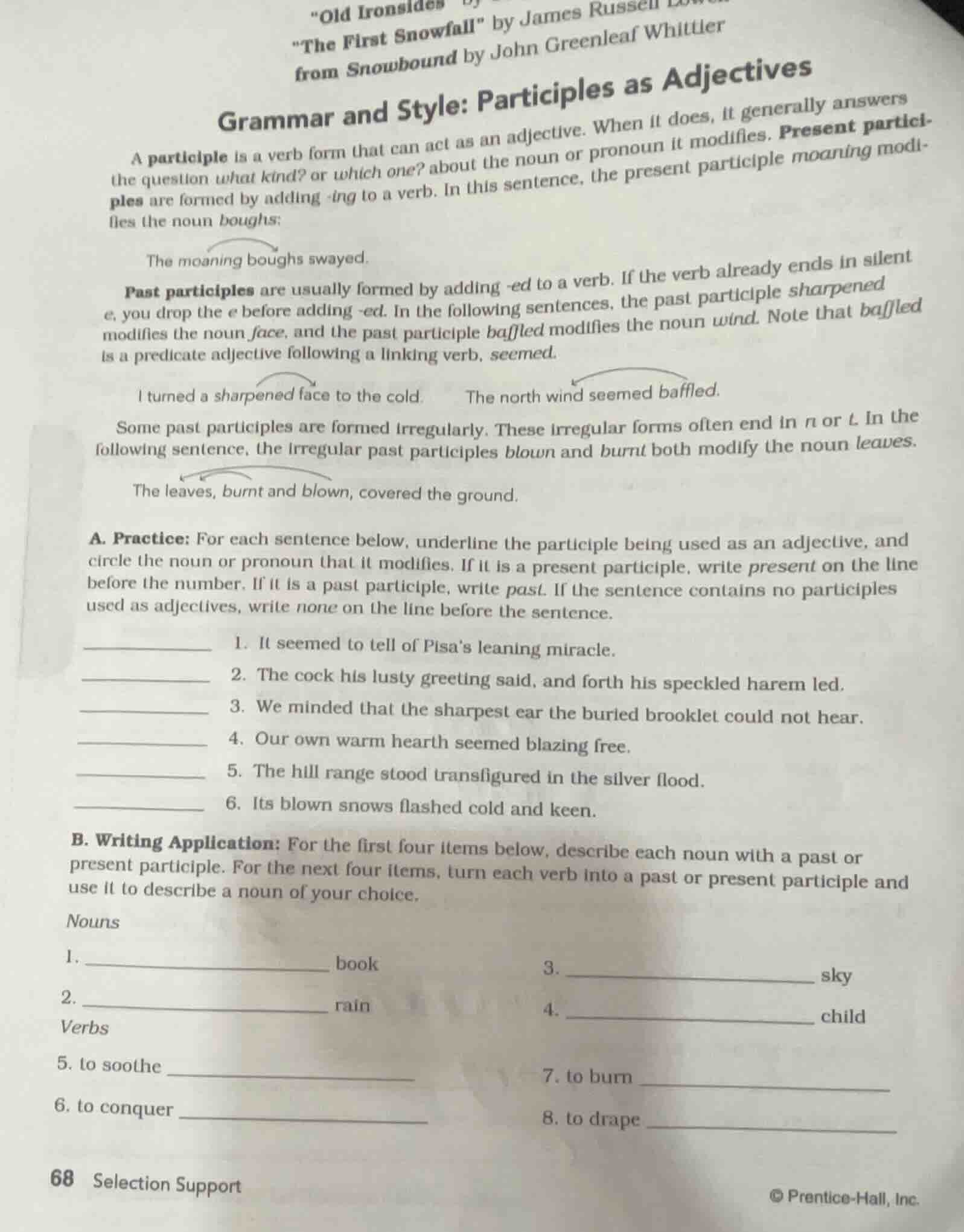 grammar and style: participles as adjectives a participle is a verb for…