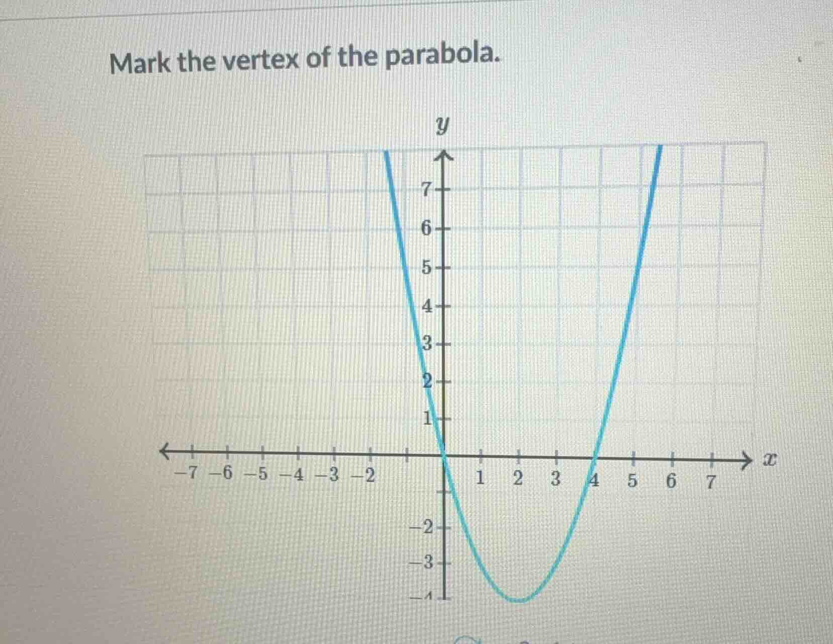 mark the vertex of the parabola.