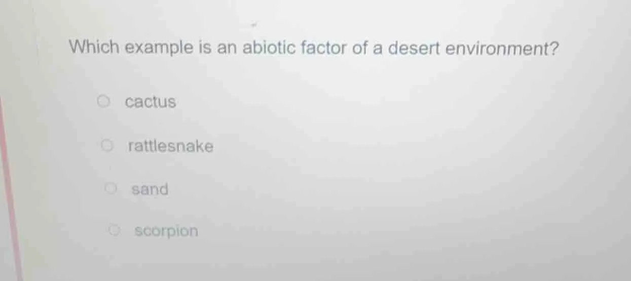 which example is an abiotic factor of a desert environment? cactus ratt…