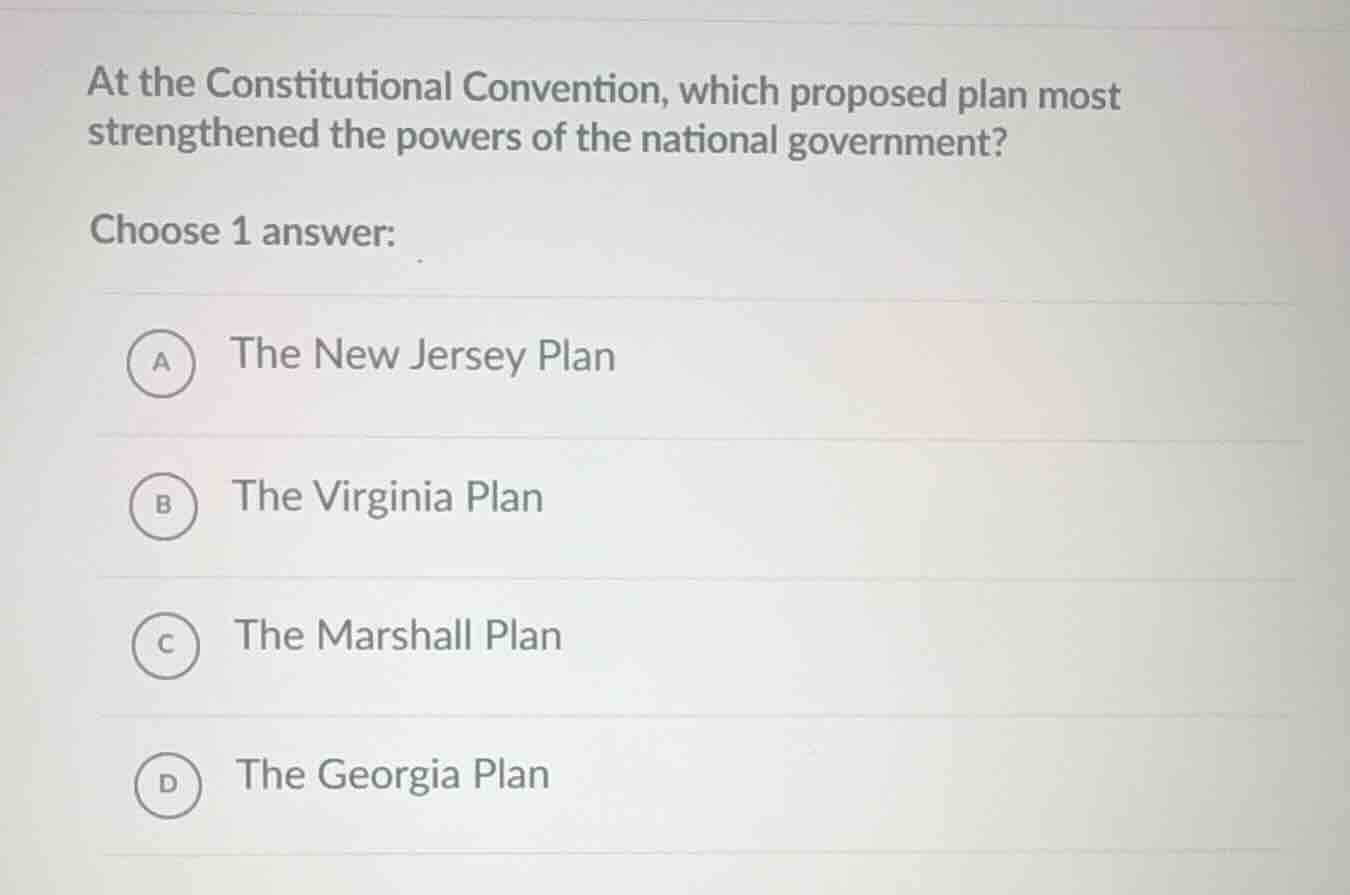 at the constitutional convention, which proposed plan most strengthened…