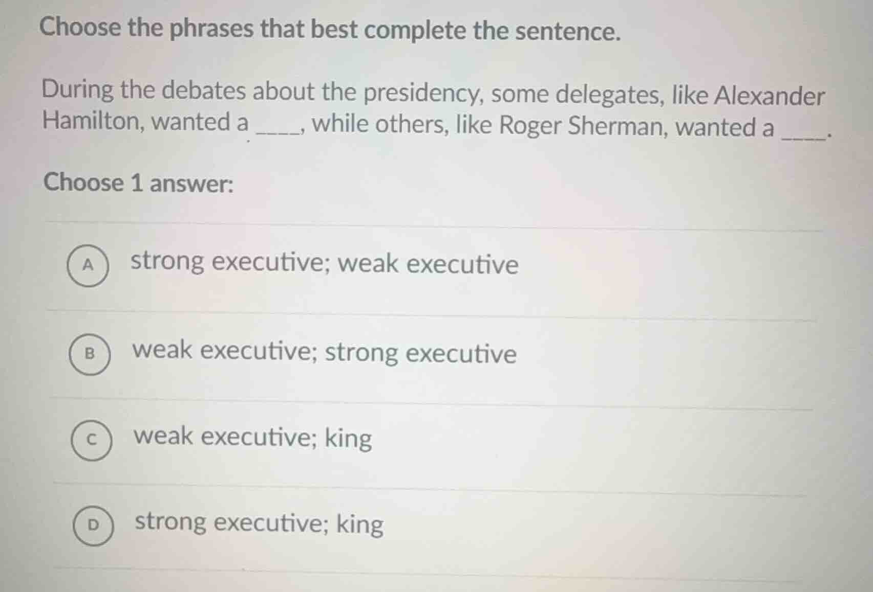 choose the phrases that best complete the sentence. during the debates …