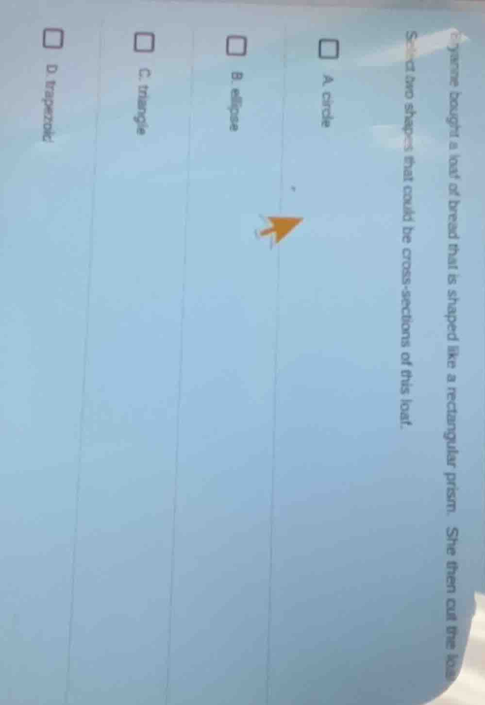 c) janine bought a loaf of bread that is shaped like a rectangular pris…