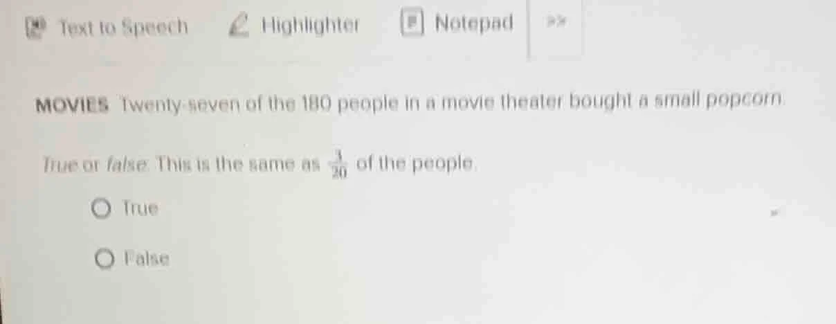 movies twenty - seven of the 180 people in a movie theater bought a sma…