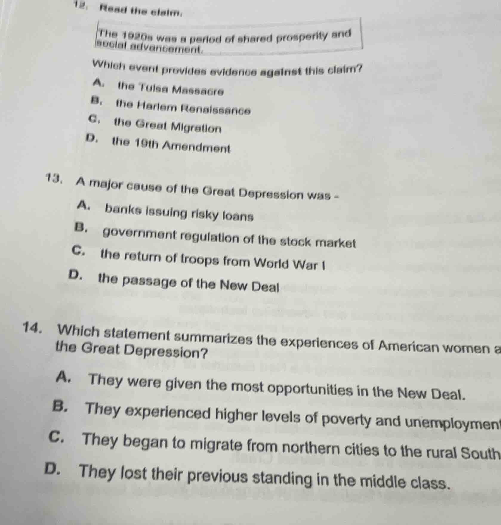 12. read the claim: the 1920s was a period of shared prosperity and soc…