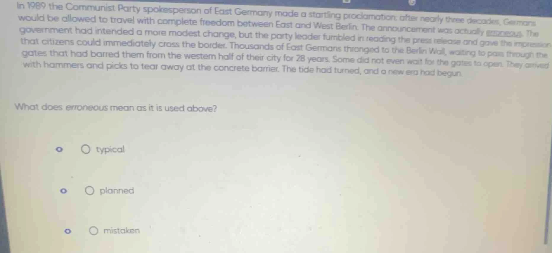 in 1989 the communist party spokesperson of east germany made a startli…