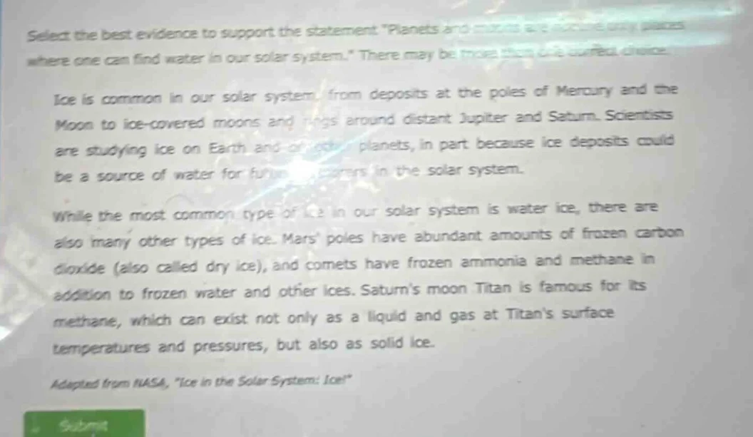 select the best evidence to support the statement \planets and moons ar…