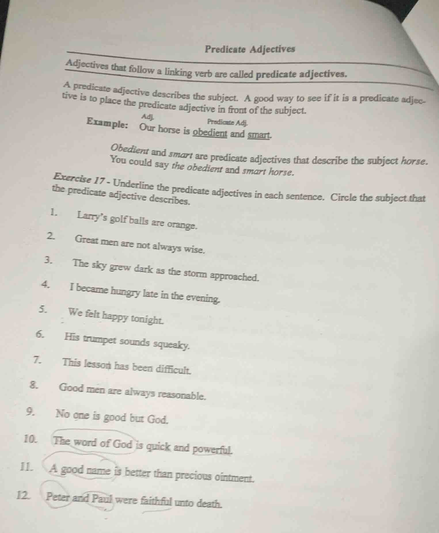 predicate adjectives adjectives that follow a linking verb are called p…