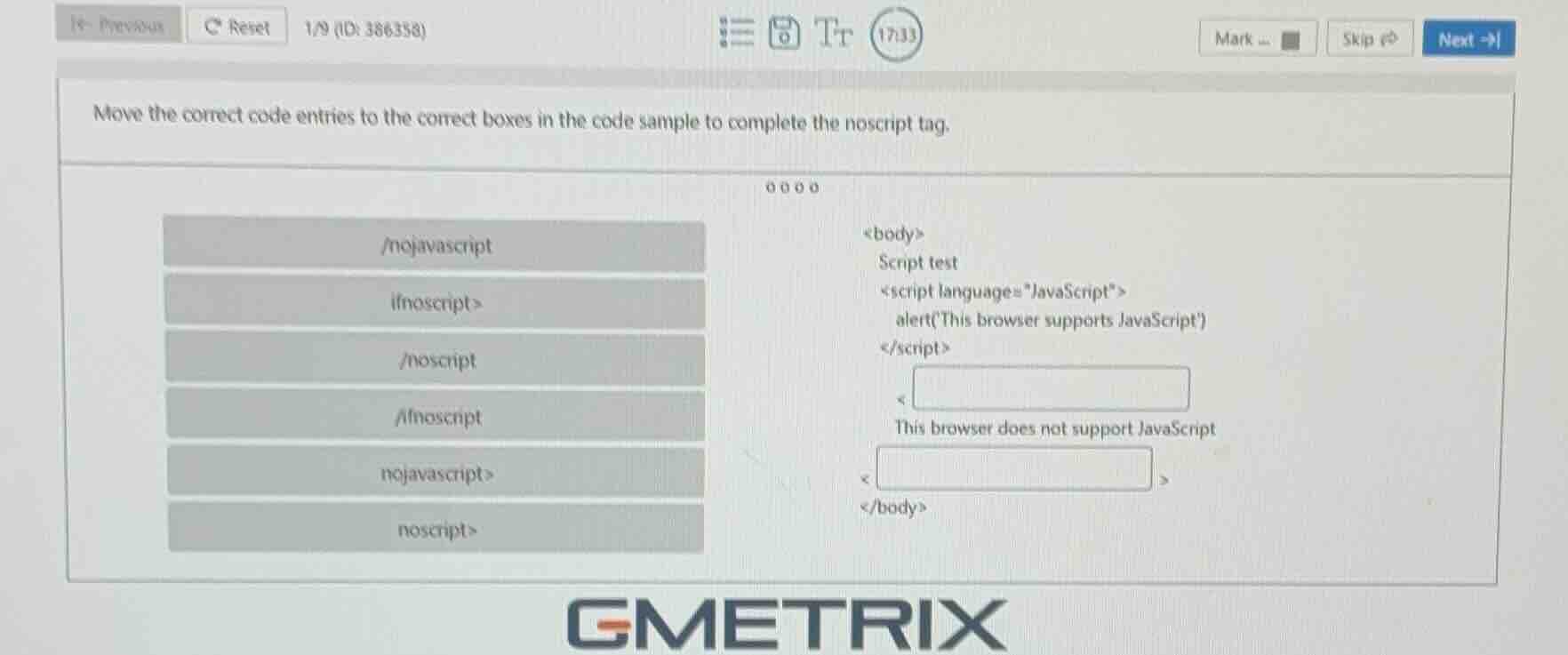 move the correct code entries to the correct boxes in the code sample t…
