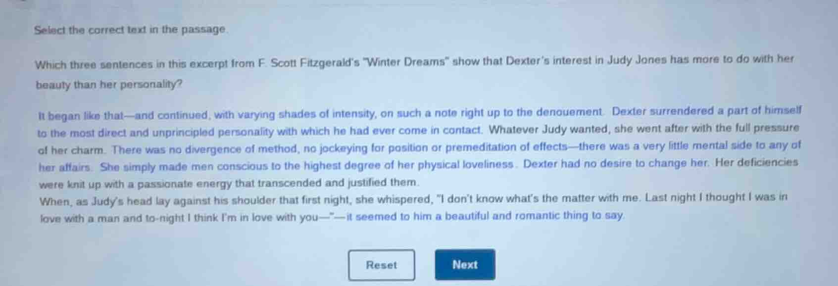 select the correct text in the passage. which three sentences in this e…