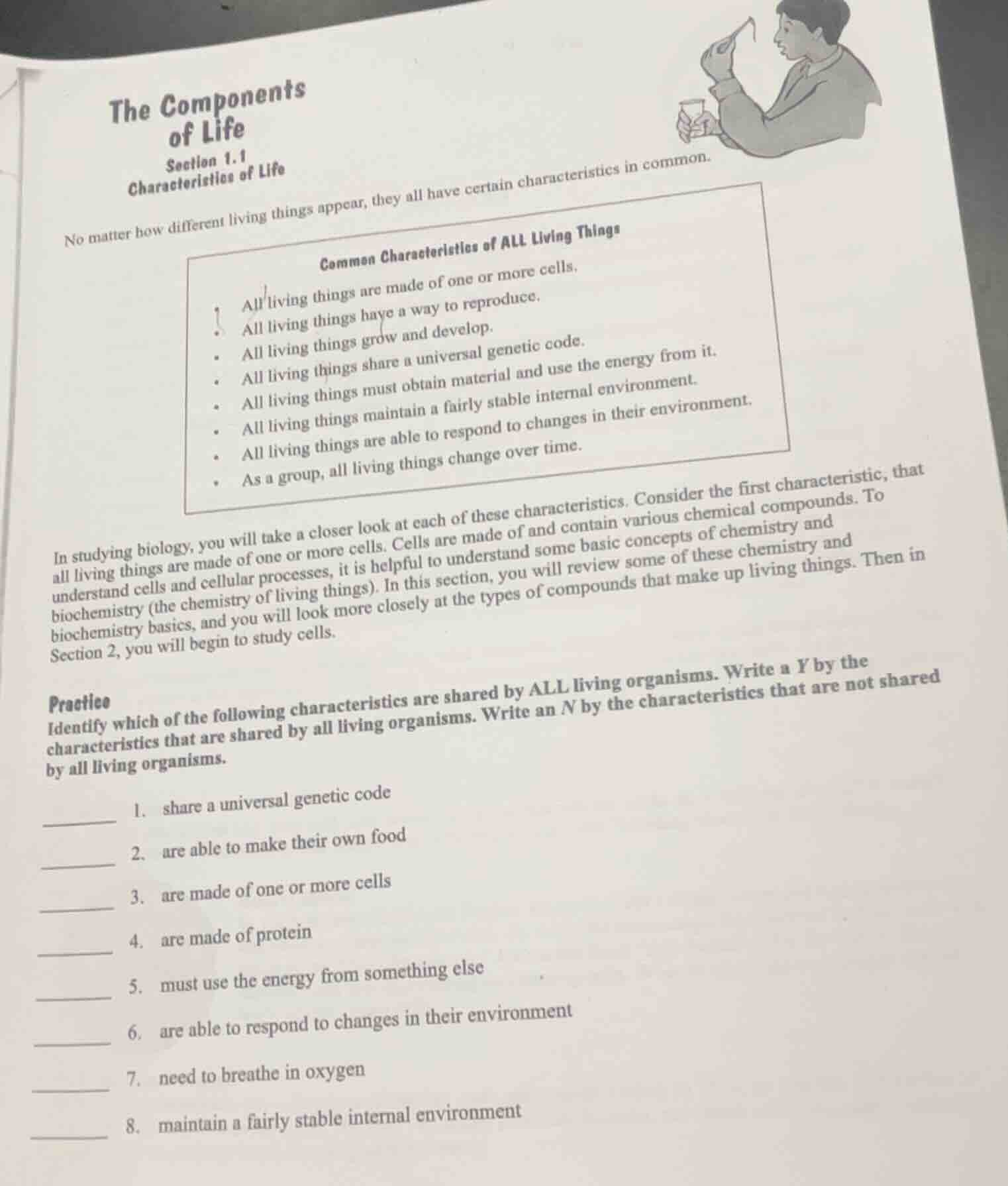 the components of life section 1.1 characteristics of life no matter ho…