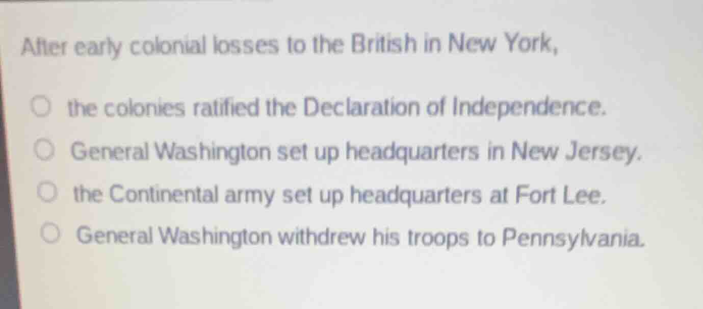 after early colonial losses to the british in new york, the colonies ra…