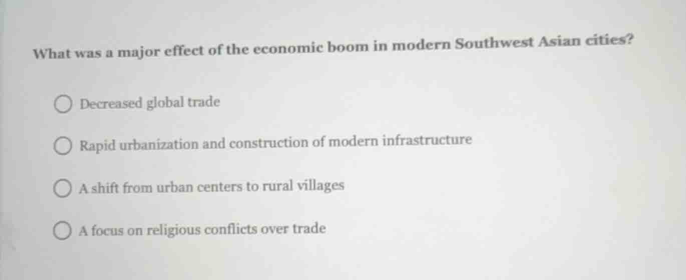 what was a major effect of the economic boom in modern southwest asian …
