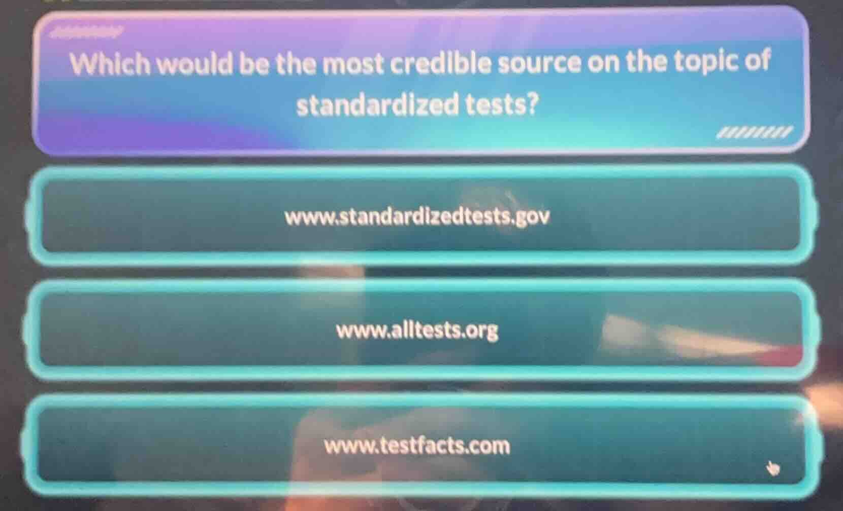 which would be the most credible source on the topic of standardized te…