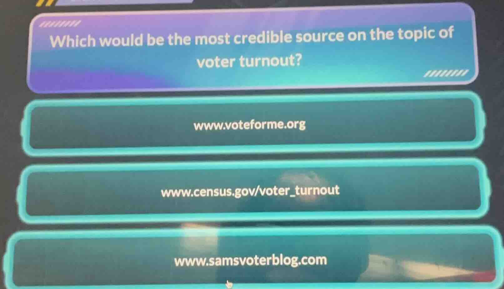 which would be the most credible source on the topic of voter turnout? …