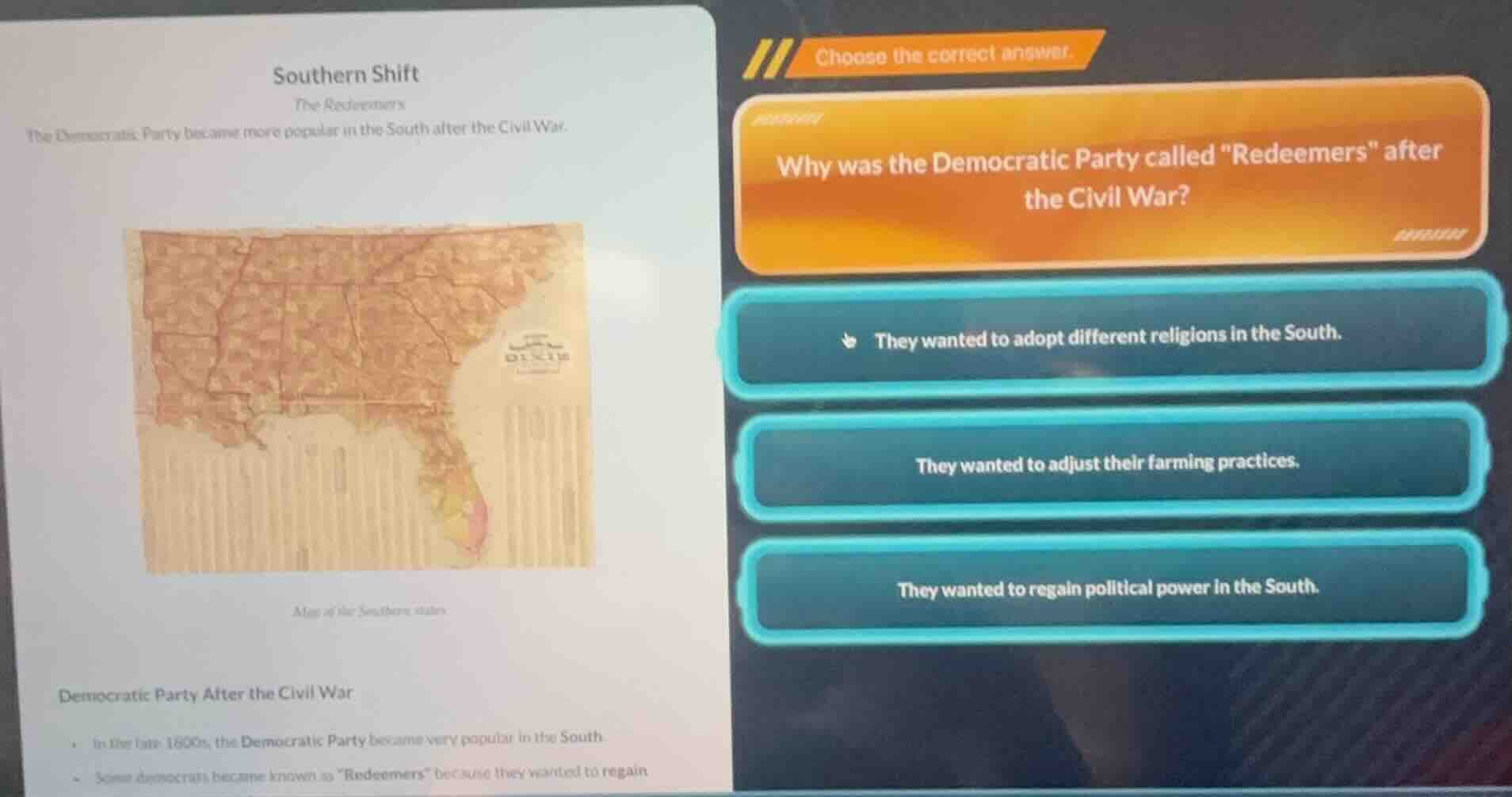 southern shift the redeemers the democratic party became more popular i…