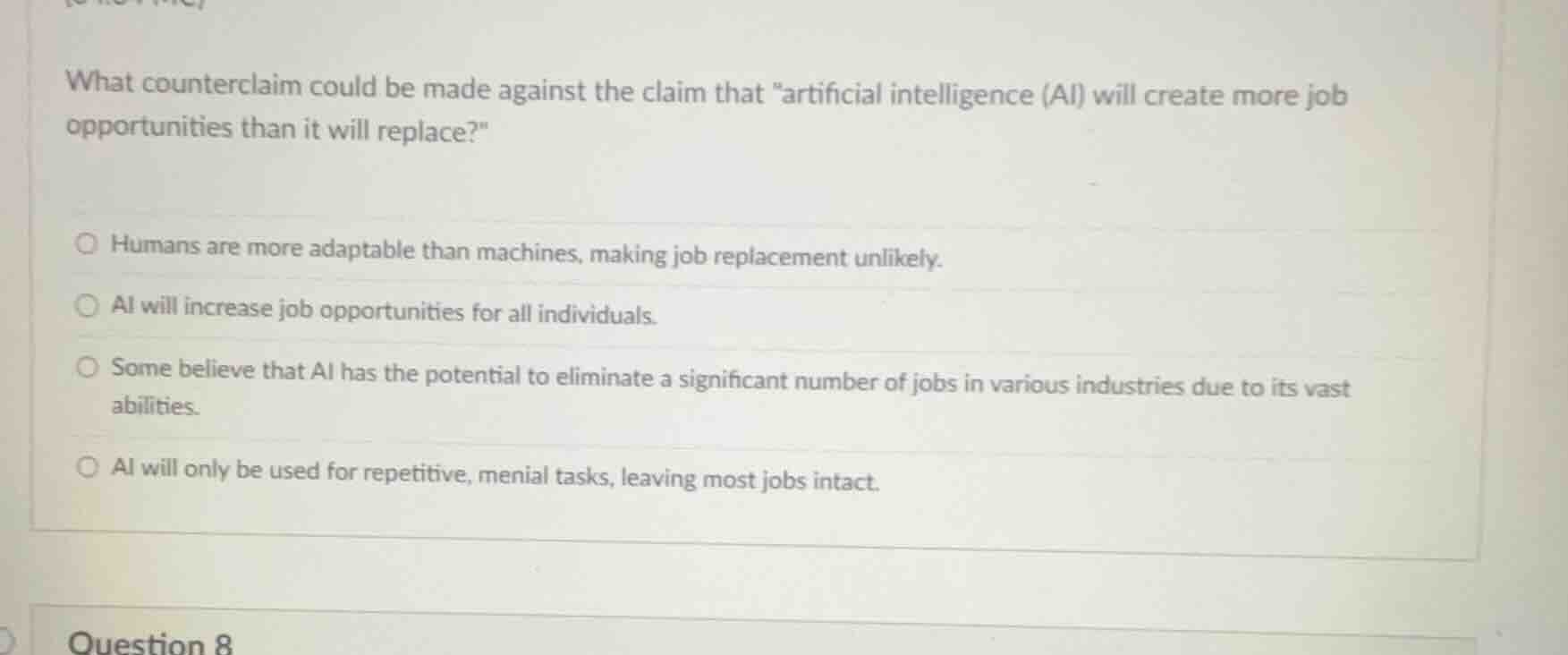 what counterclaim could be made against the claim that \artificial inte…