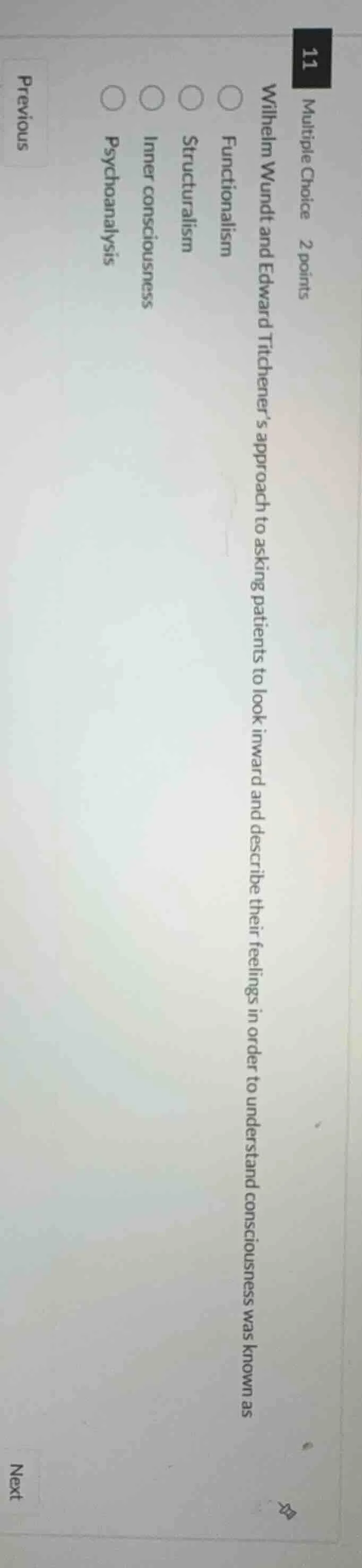multiple choice 2 points wilhelm wundt and edward titchener’s approach …