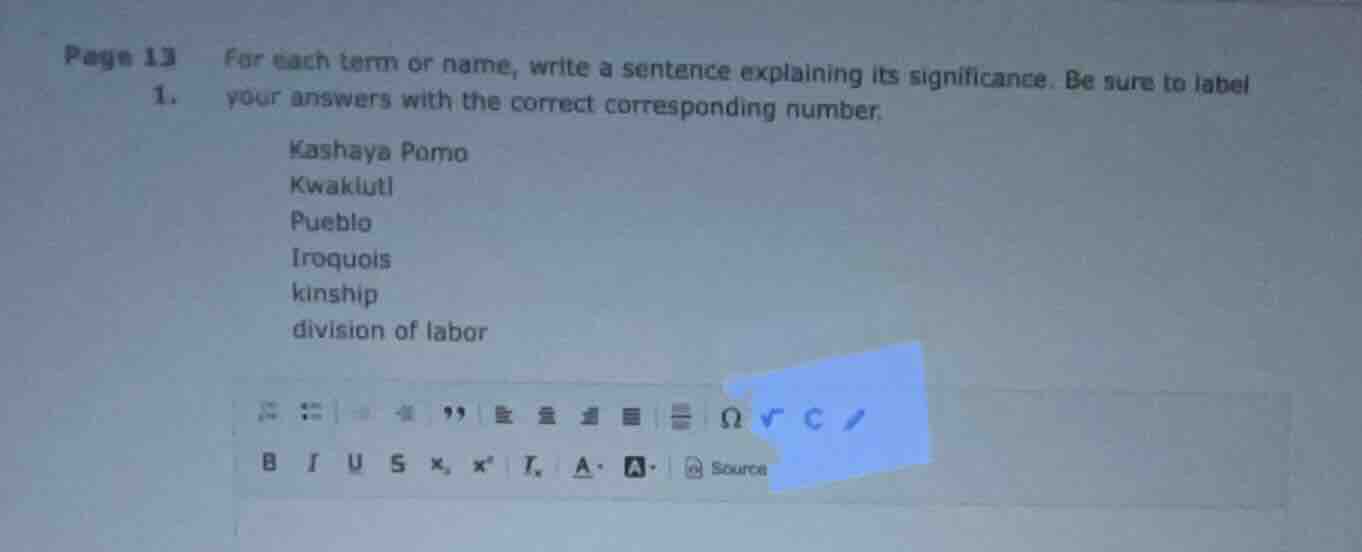 page 13 1. for each term or name, write a sentence explaining its signi…