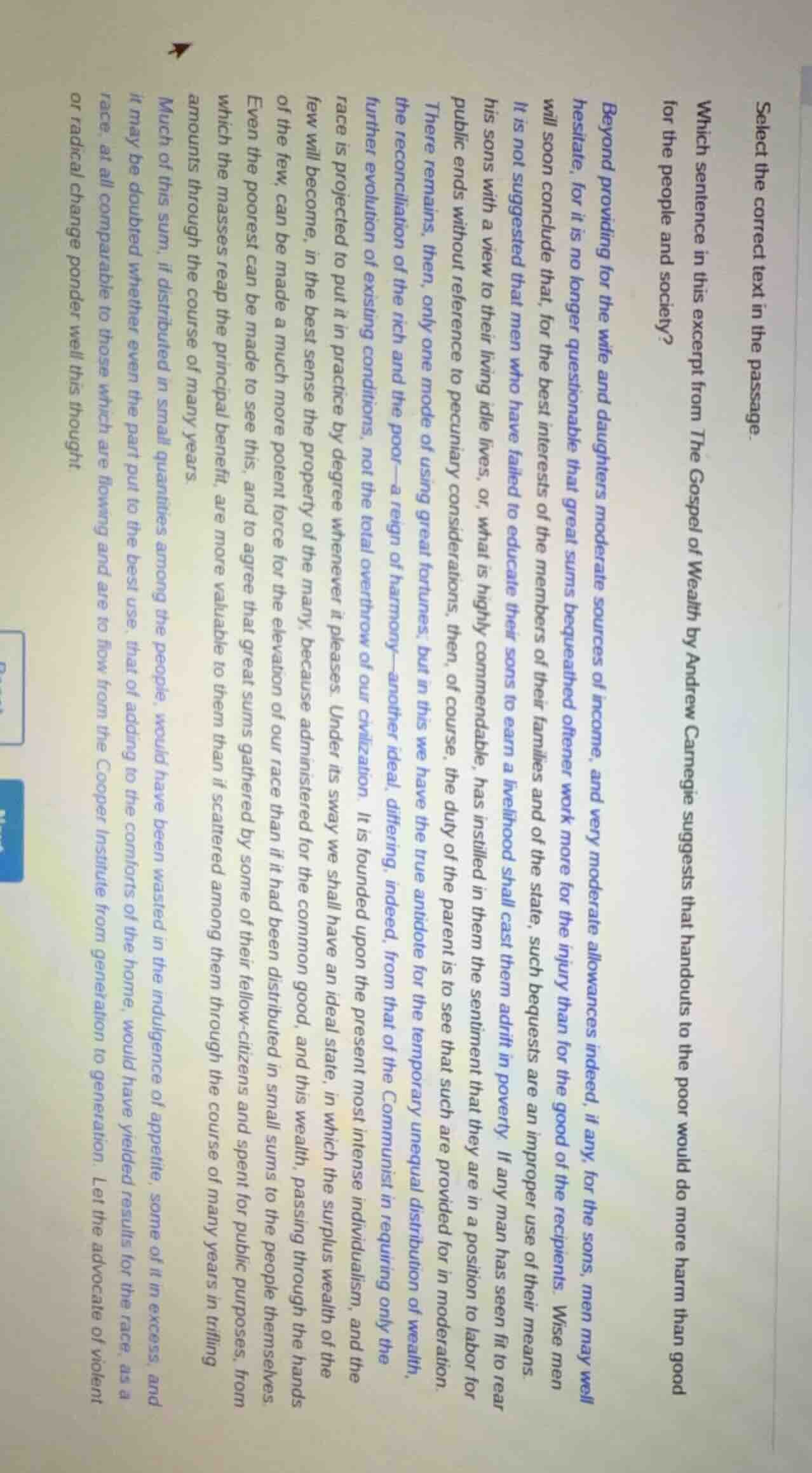 select the correct text in the passage. which sentence in this excerpt …