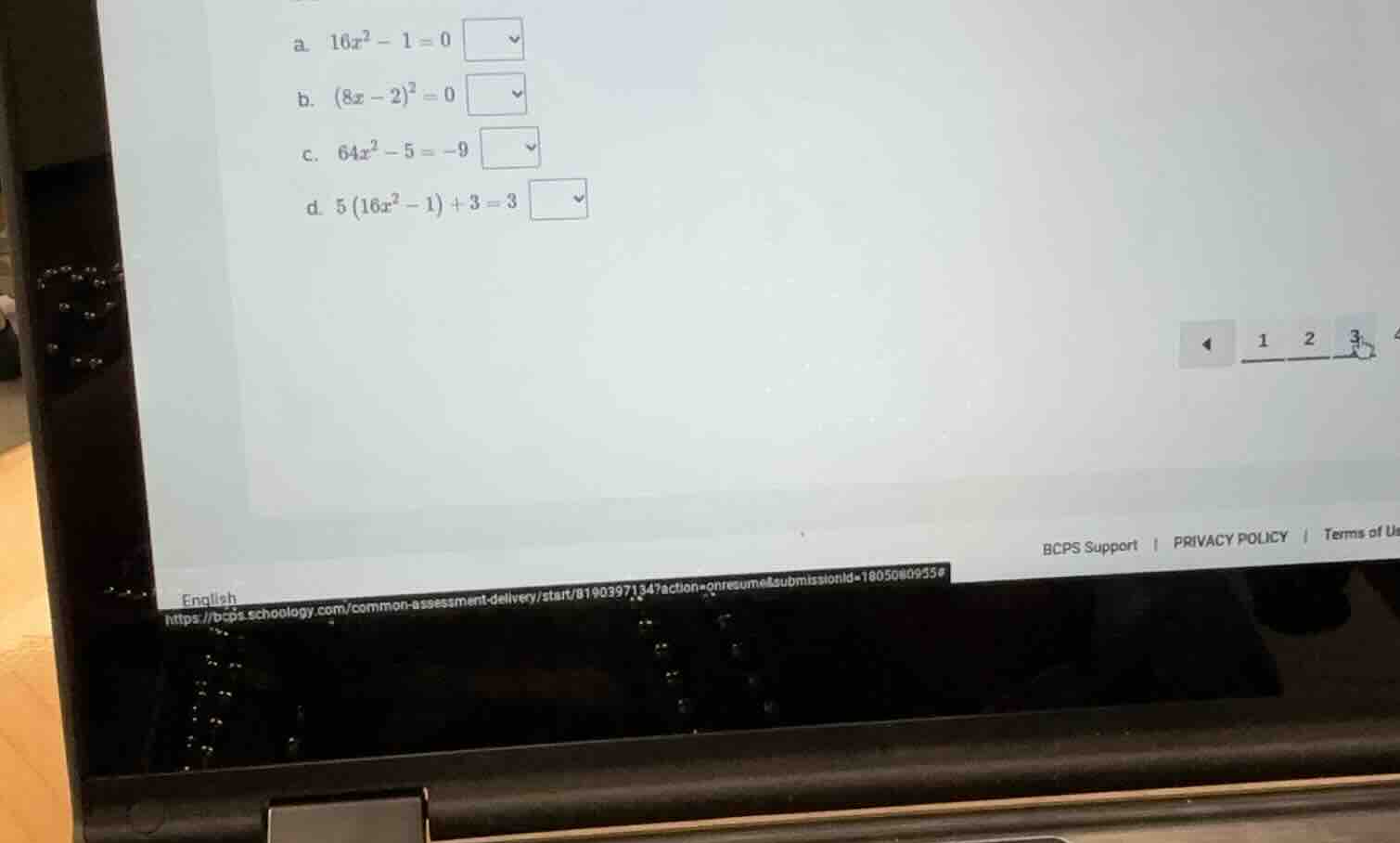 a. $16x^2 - 1 = 0$ b. $(8x - 2)^2 = 0$ c. $64x^2 - 5 = -9$ d. $5(16x^2 …