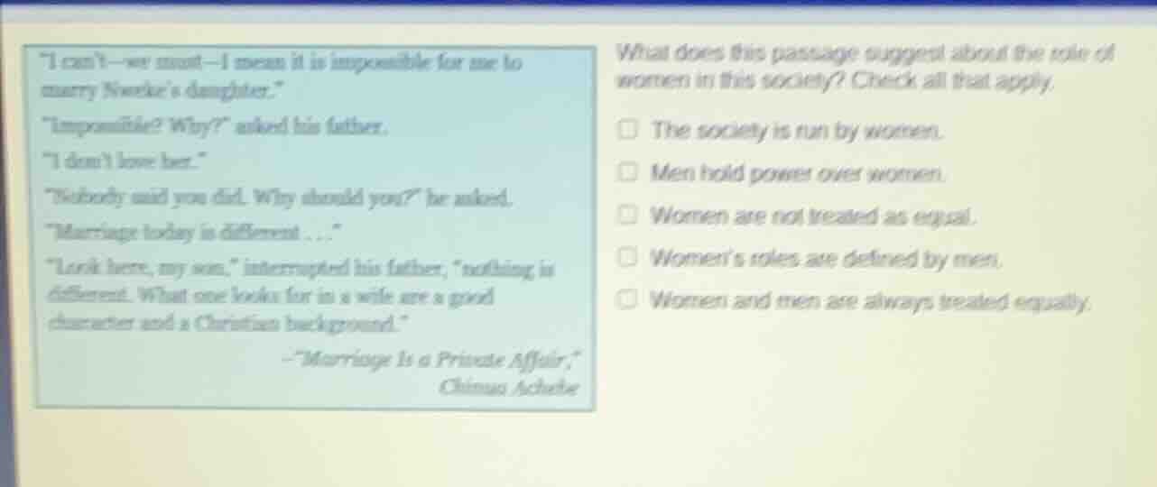 \i cant—we must—i mean it is impossible for me to marry nwekes daughter…