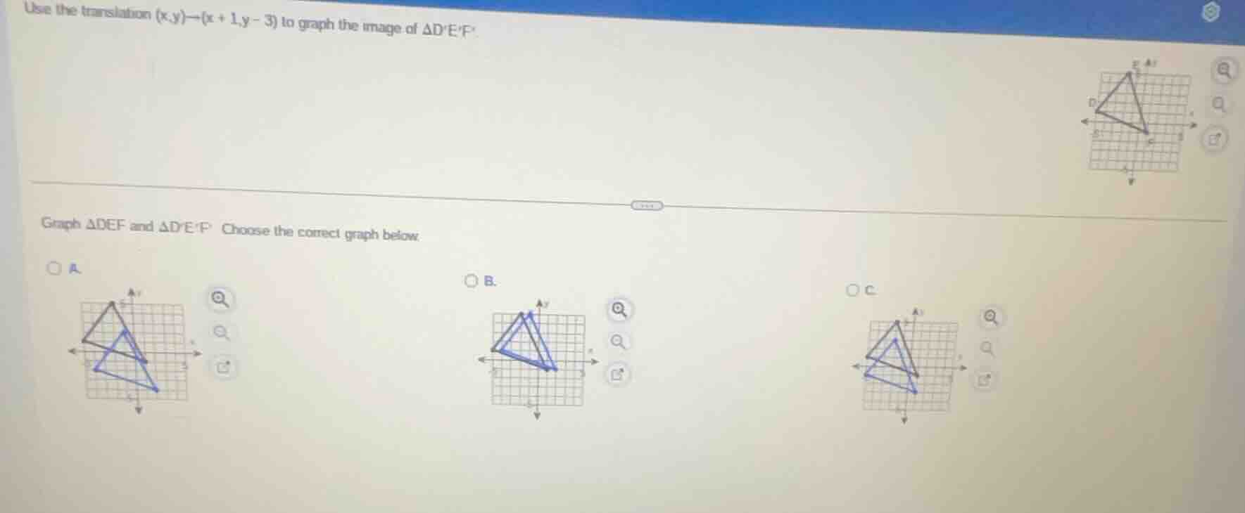 use the translation (x,y)→(x + 1,y - 3) to graph the image of δdef. gra…