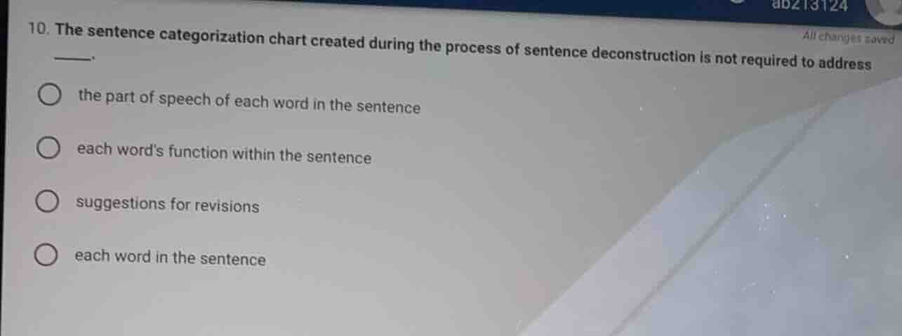 10. the sentence categorization chart created during the process of sen…