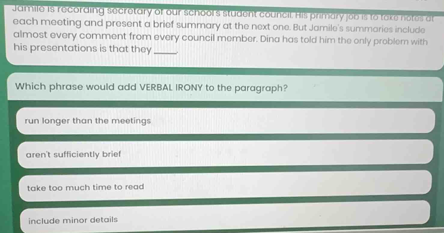 jamile is recording secretary of our school’s student council. his prim…