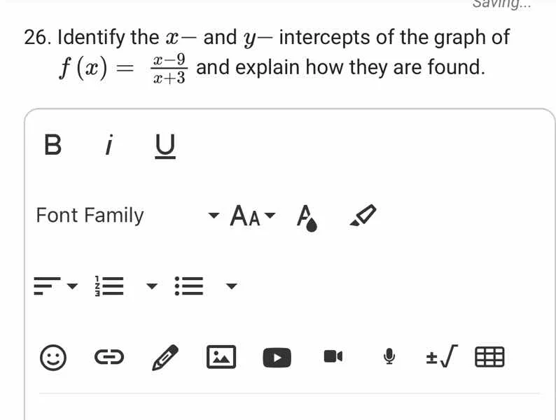 26. identify the ( x- ) and ( y- ) intercepts of the graph of ( f(x) = …