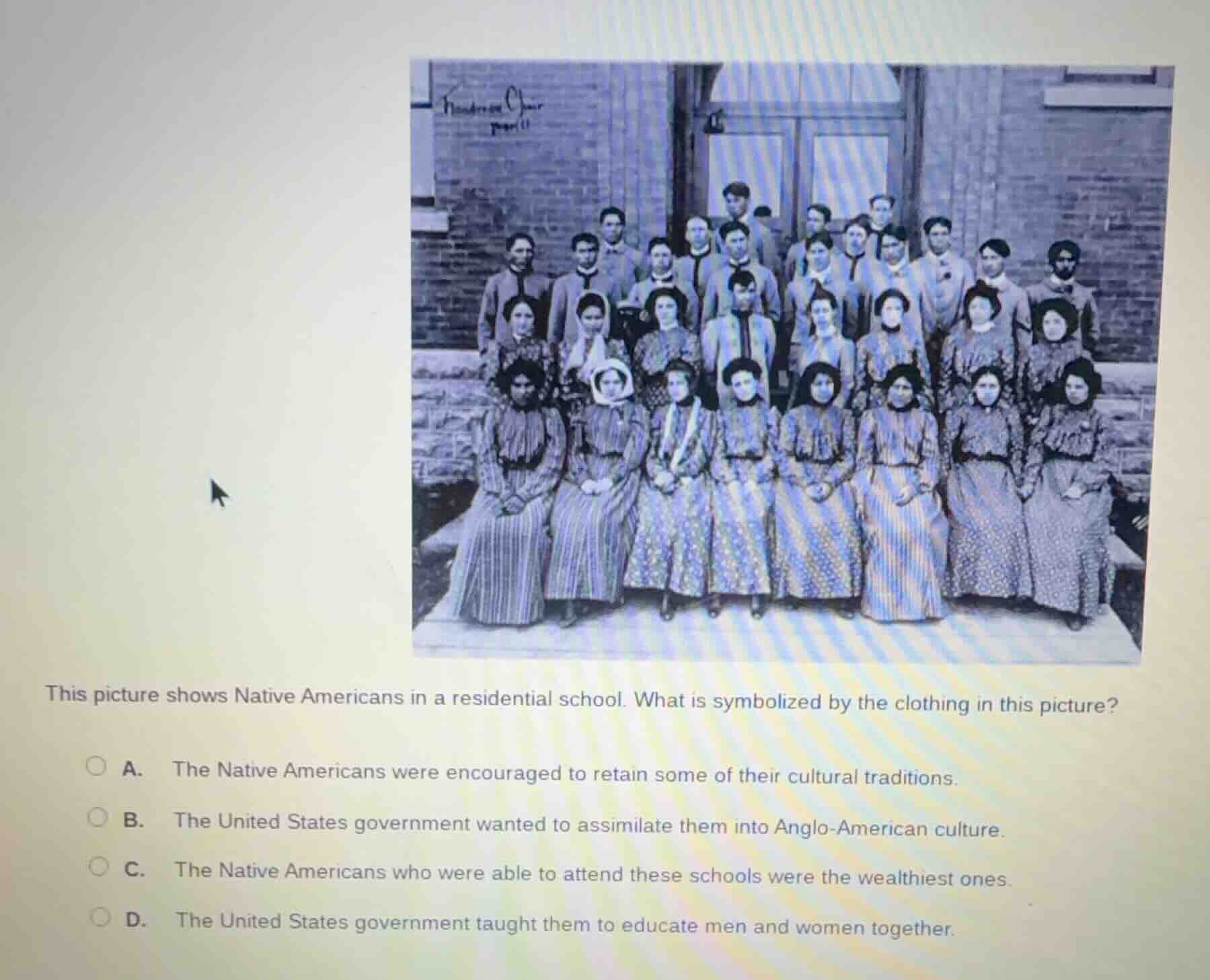 this picture shows native americans in a residential school. what is sy…