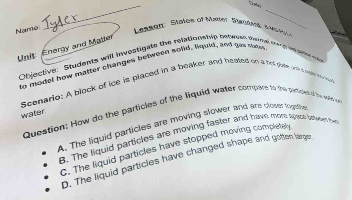 name: tyler unit: energy and matter lesson: states of matter standard: …