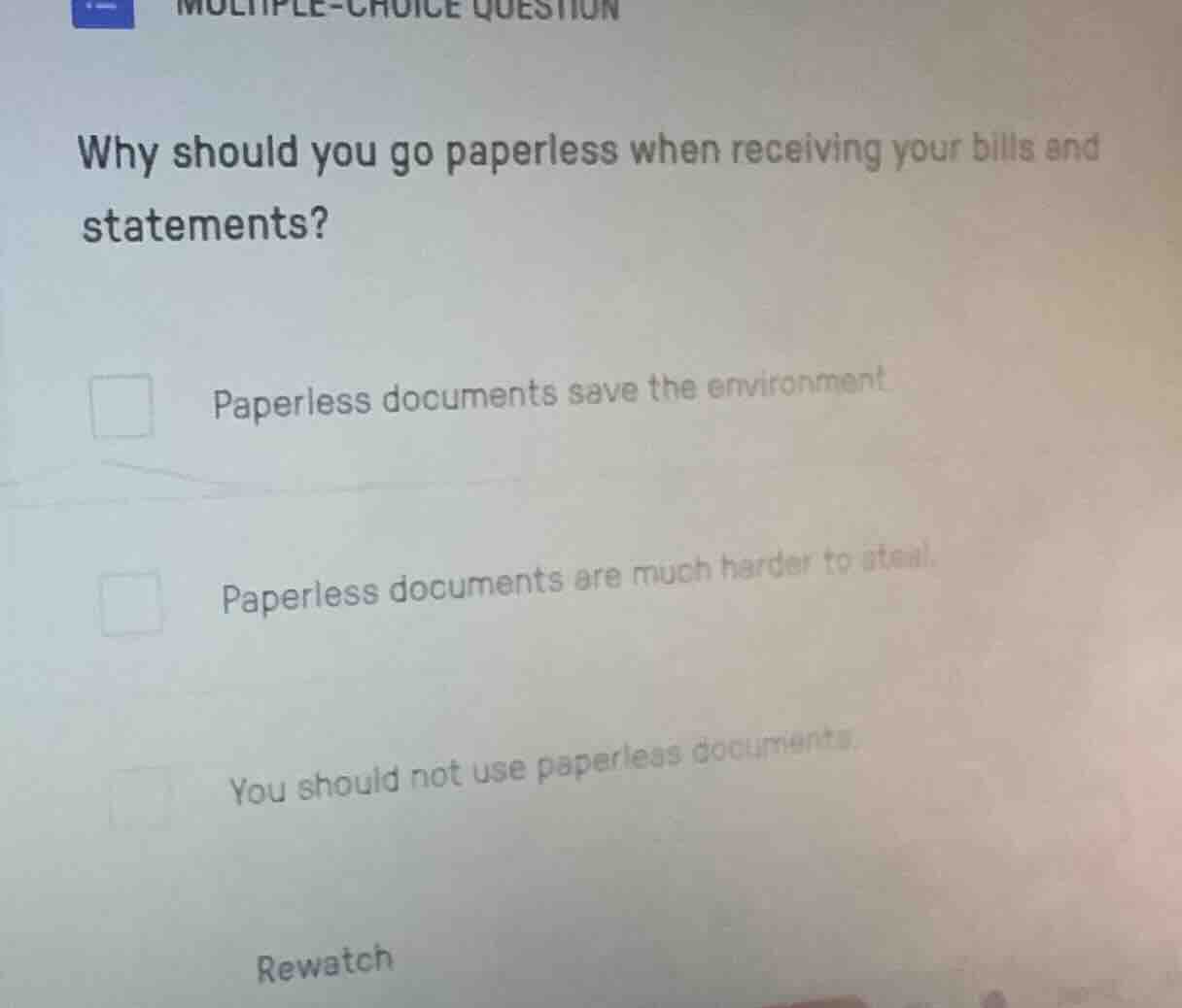 multiple-choice question why should you go paperless when receiving you…