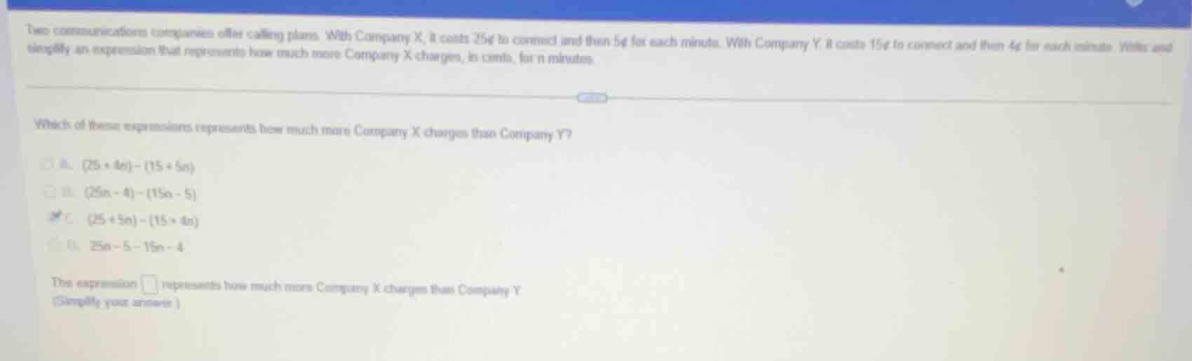 two communications companies offer calling plans. with company x, it co…