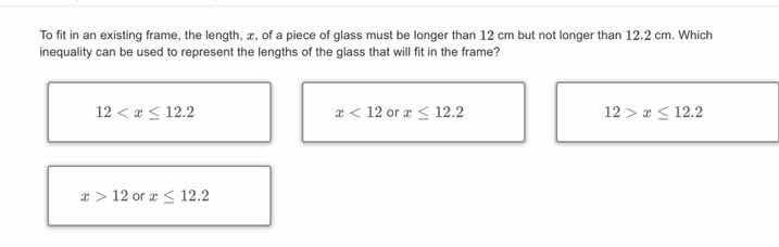 to fit in an existing frame, the length, ( x ), of a piece of glass mus…