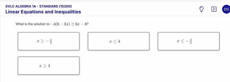 svlc algebra 1a - standard (15260) linear equations and inequalities wh…