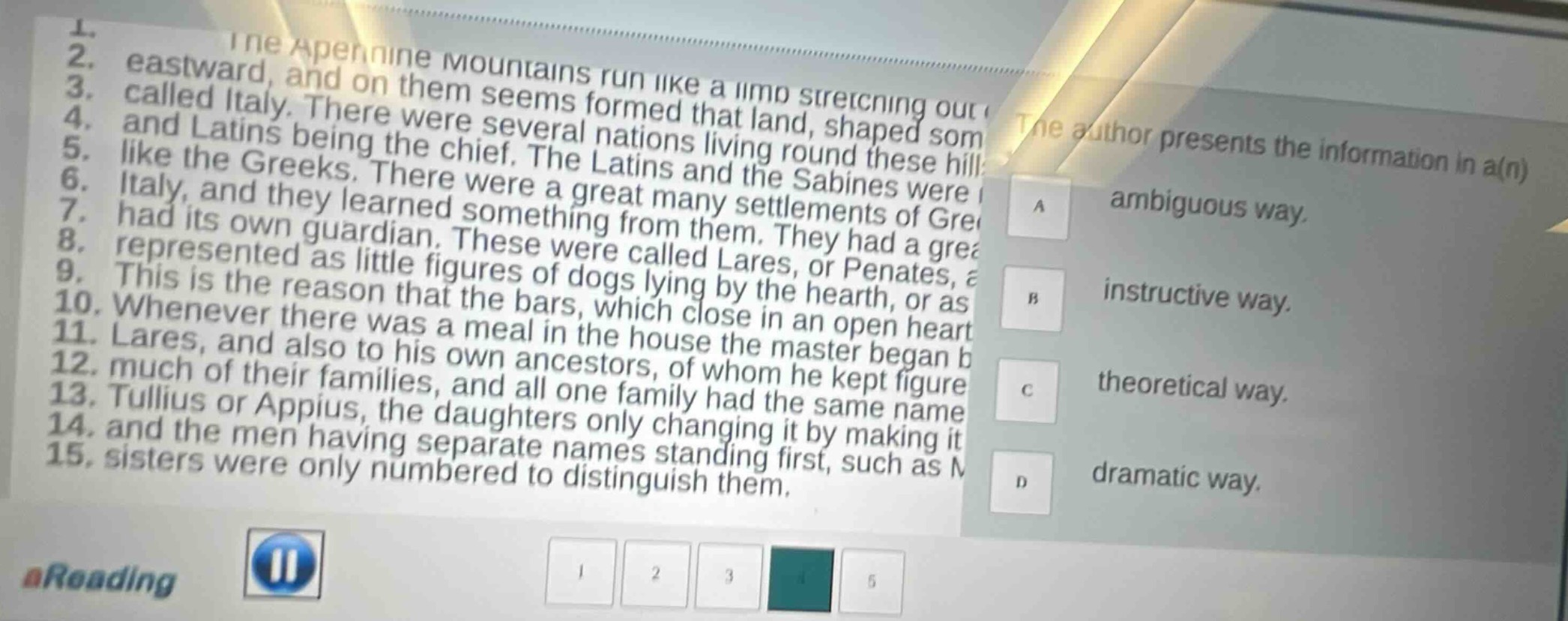 1. the apennine mountains run like a limp stretching out eastward, and …