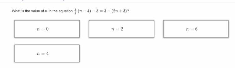 what is the value of n in the equation $\frac{1}{2}(n - 4) - 3 = 3 - (2…
