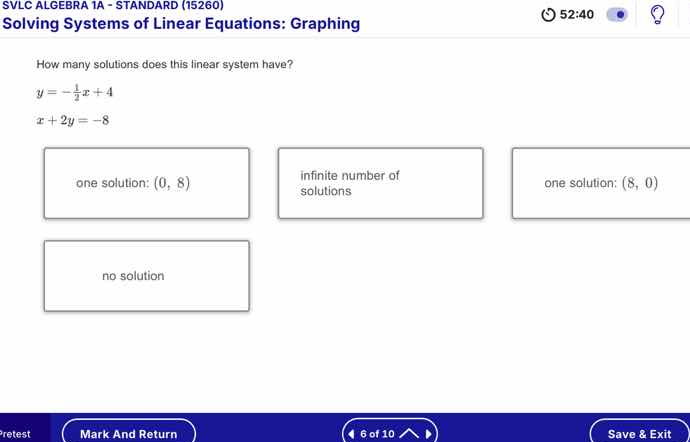 svlc algebra 1a - standard (15260) solving systems of linear equations:…