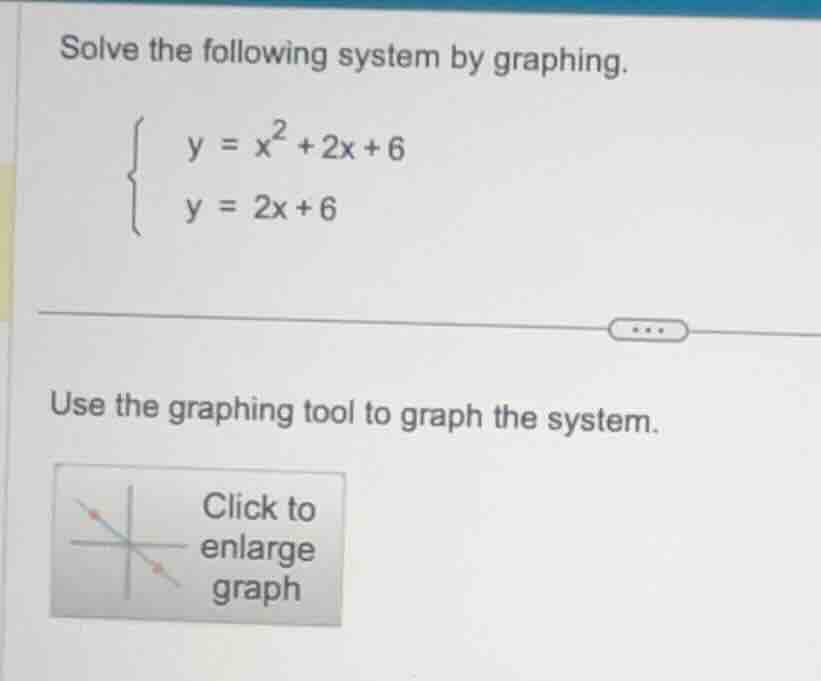 solve the following system by graphing.\\begin{cases}y = x^{2}+2x + 6\\…