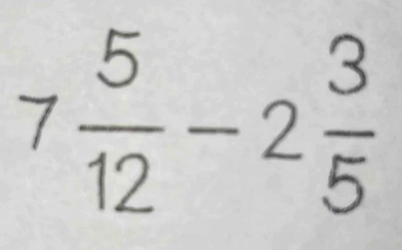 7\\frac{5}{12} - 2\\frac{3}{5}