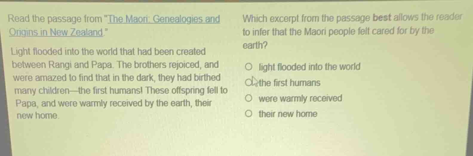 read the passage from \the maori: genealogies and origins in new zealan…