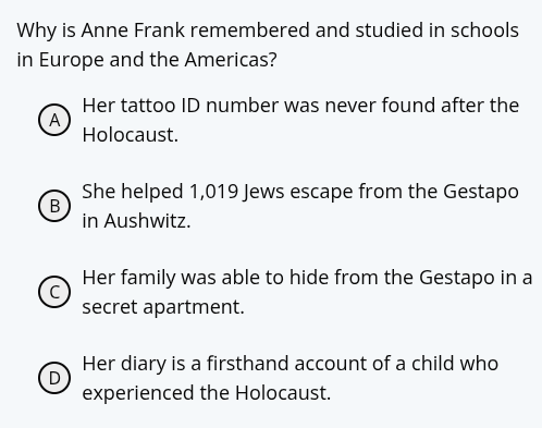 why is anne frank remembered and studied in schools in europe and the a…