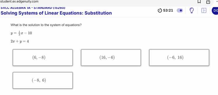 solving systems of linear equations: substitution what is the solution …