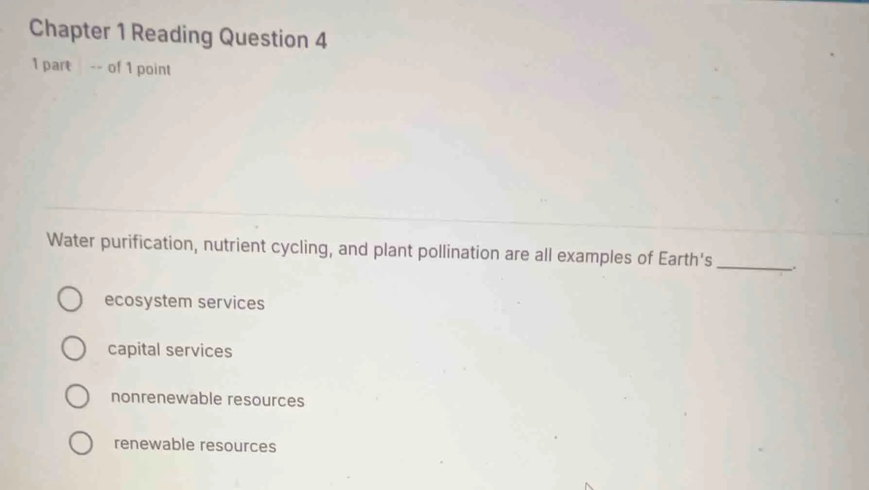 chapter 1 reading question 4 1 part -- of 1 point water purification, n…