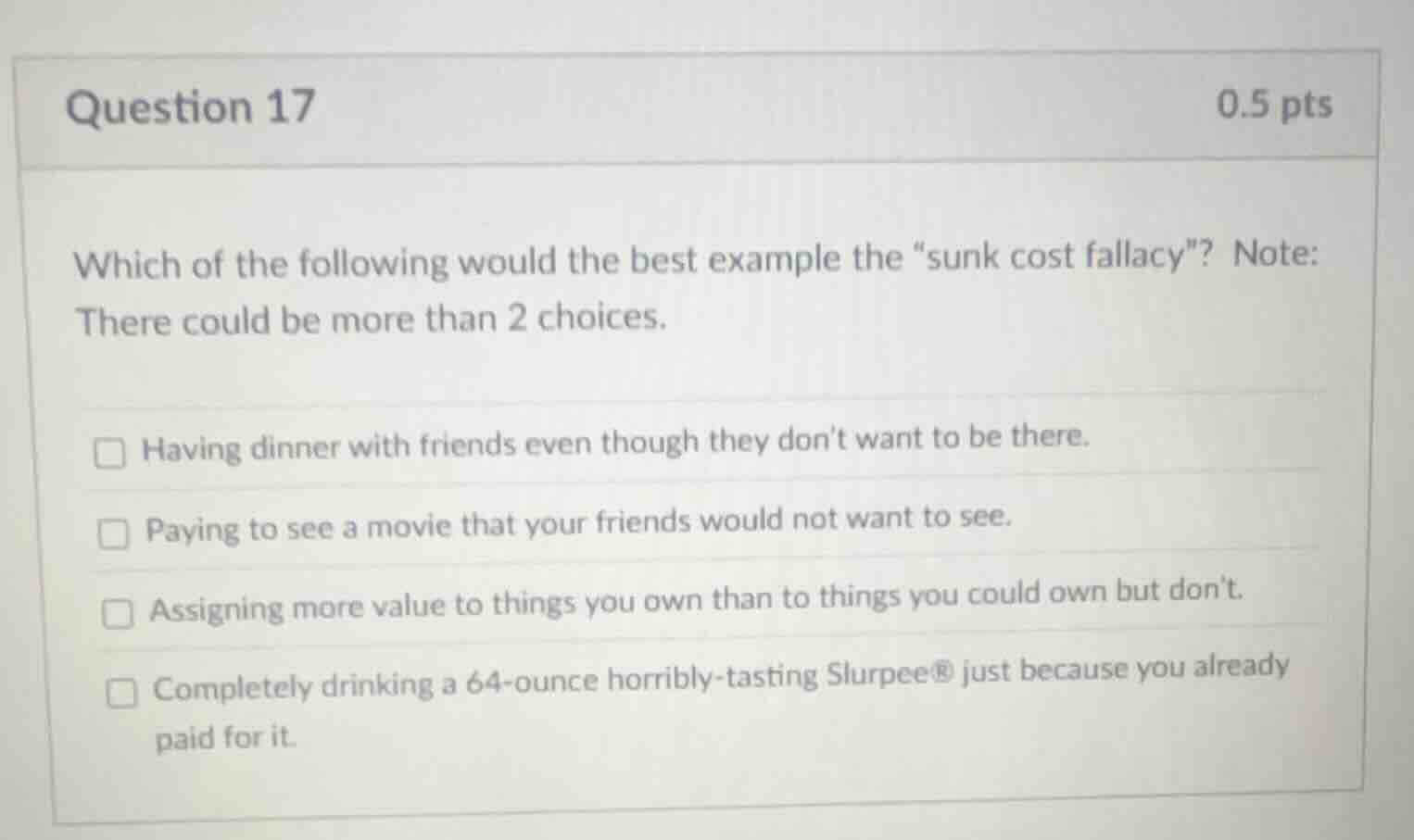 question 17 0.5 pts which of the following would the best example the \…