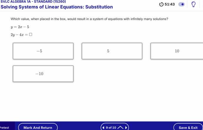 svlc algebra 1a - standard (15260) solving systems of linear equations:…