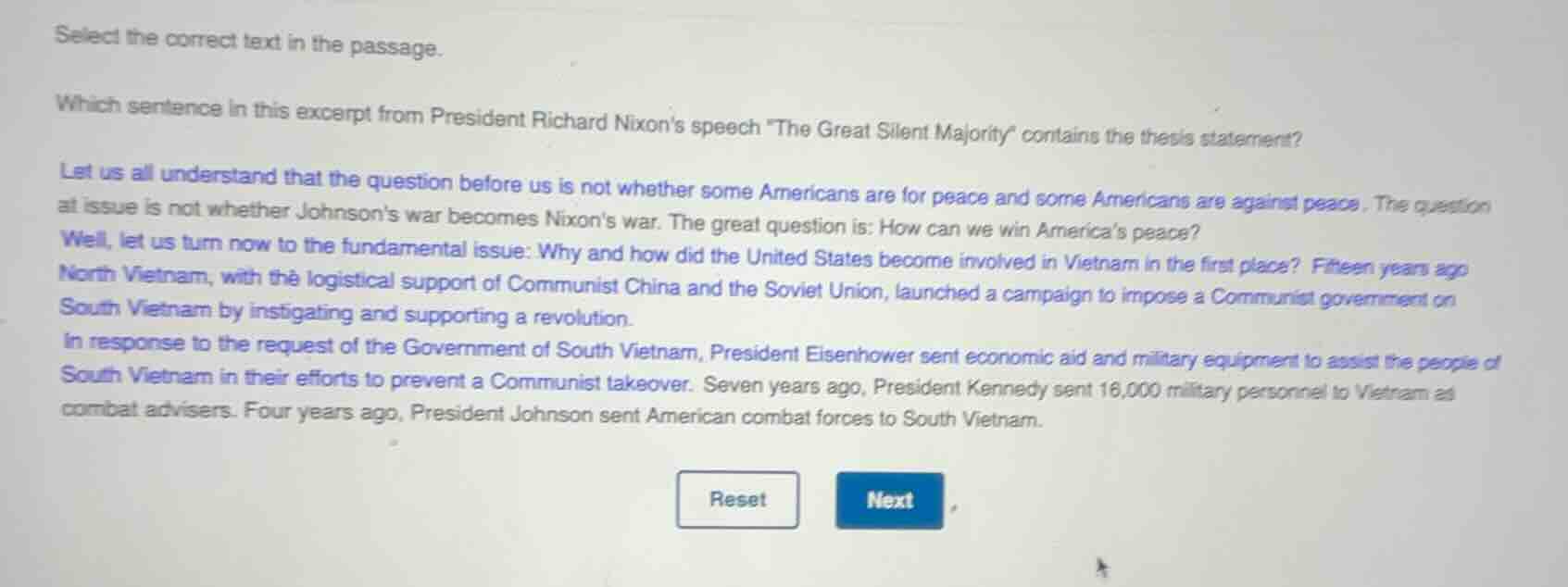 select the correct text in the passage. which sentence in this excerpt …