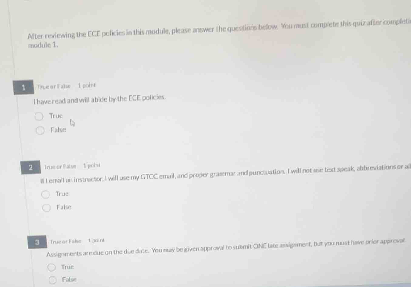 after reviewing the ece policies in this module, please answer the ques…
