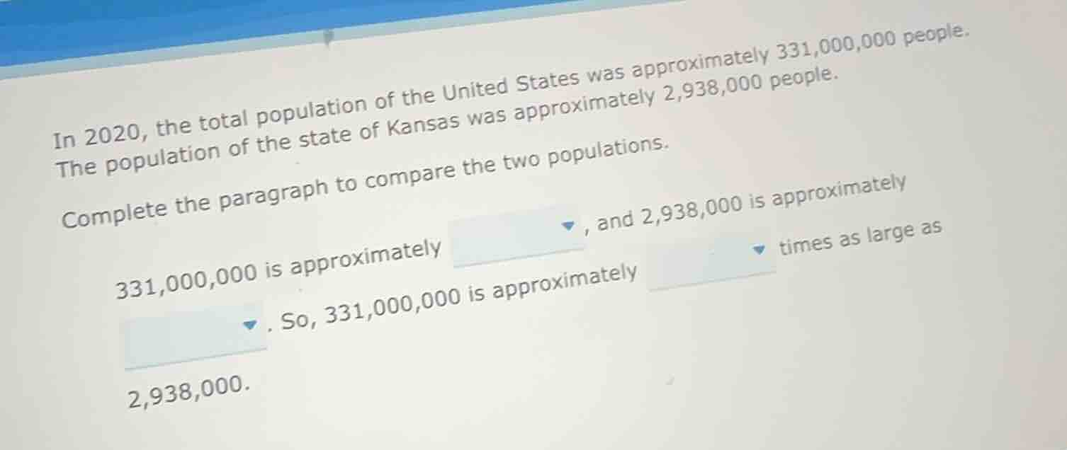 in 2020, the total population of the united states was approximately 33…